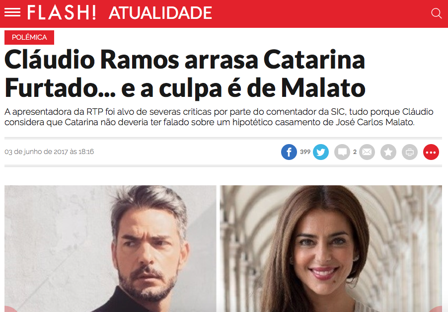 Capa de revista Flash com polemica de Claudio Ramos e Catarina Furtado